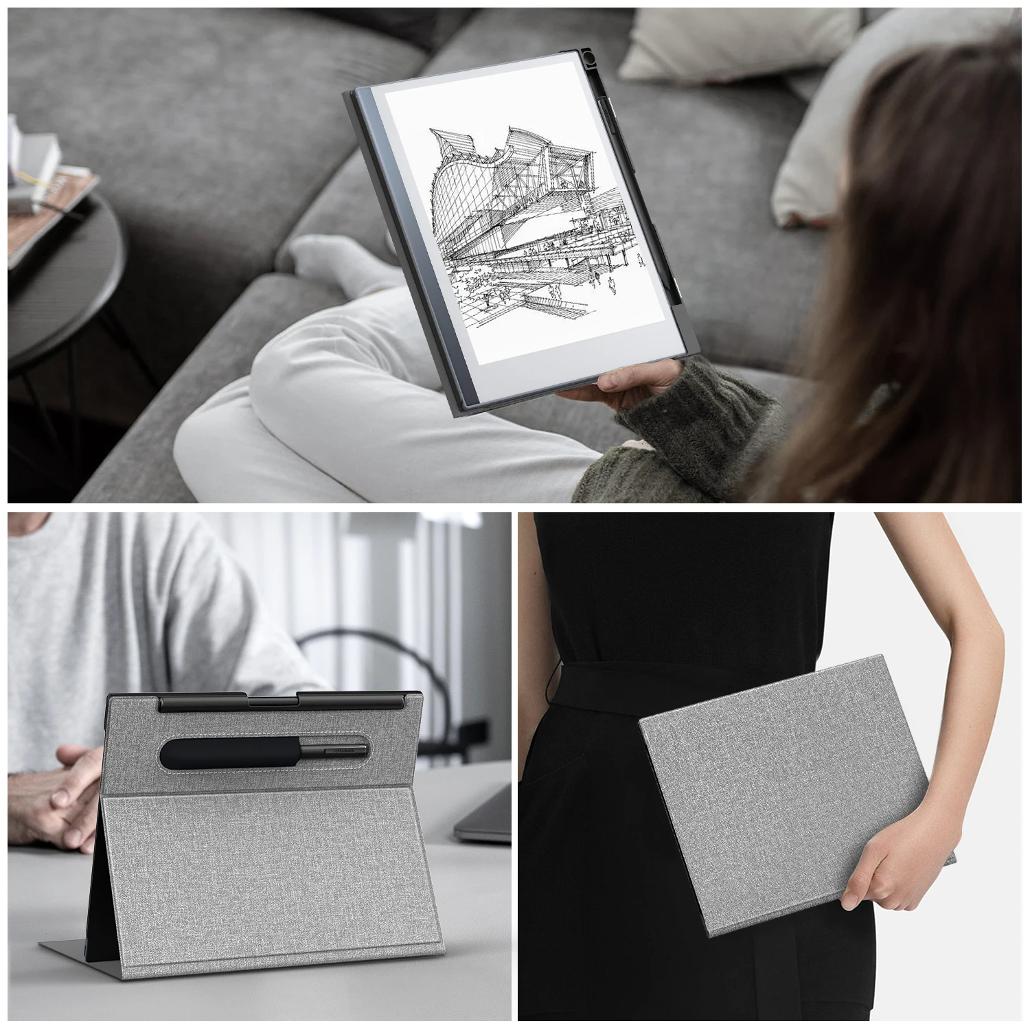 For Remarkable 2 Tablet Case Multiple Viewing Angles Folding Case with Pen Holder for Remarkable 2 Paper Tablet 10.3\