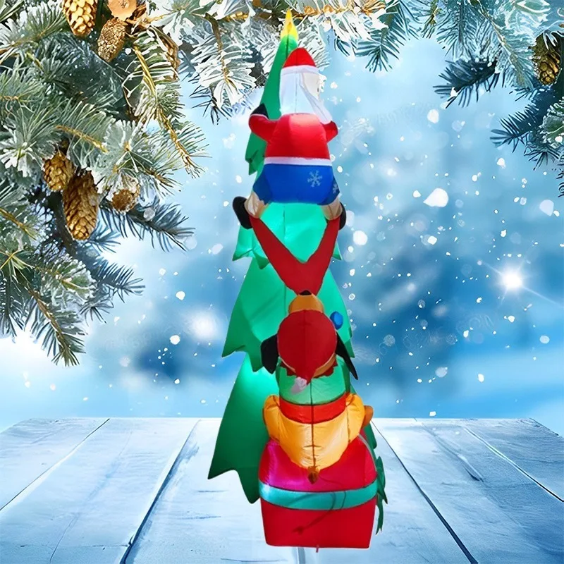 Juguete inflable de Papá Noel para escalar, modelo inflable luminoso, modelo de decoración de atmósfera navideña