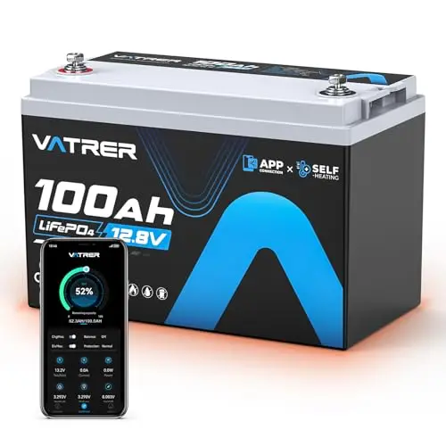 12.8V 100AH Group 31 LiFePO4 Lithium Battery (Self-Heating &APP Monitoring) | Built-in 100A BMS, High Temp Cutoff, Low