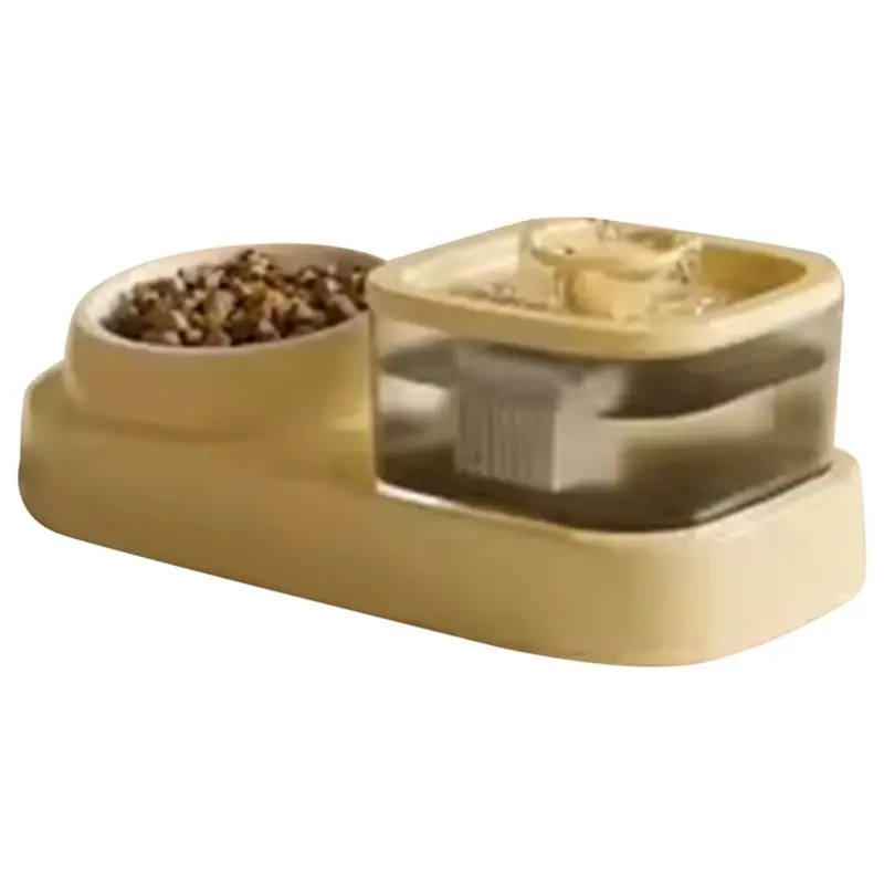 Auto Filter Pets Water Fountain 2-In-1 For Cat Drinker Bowl Mute Recirculating Filtration System For Cat Feeder Yellow