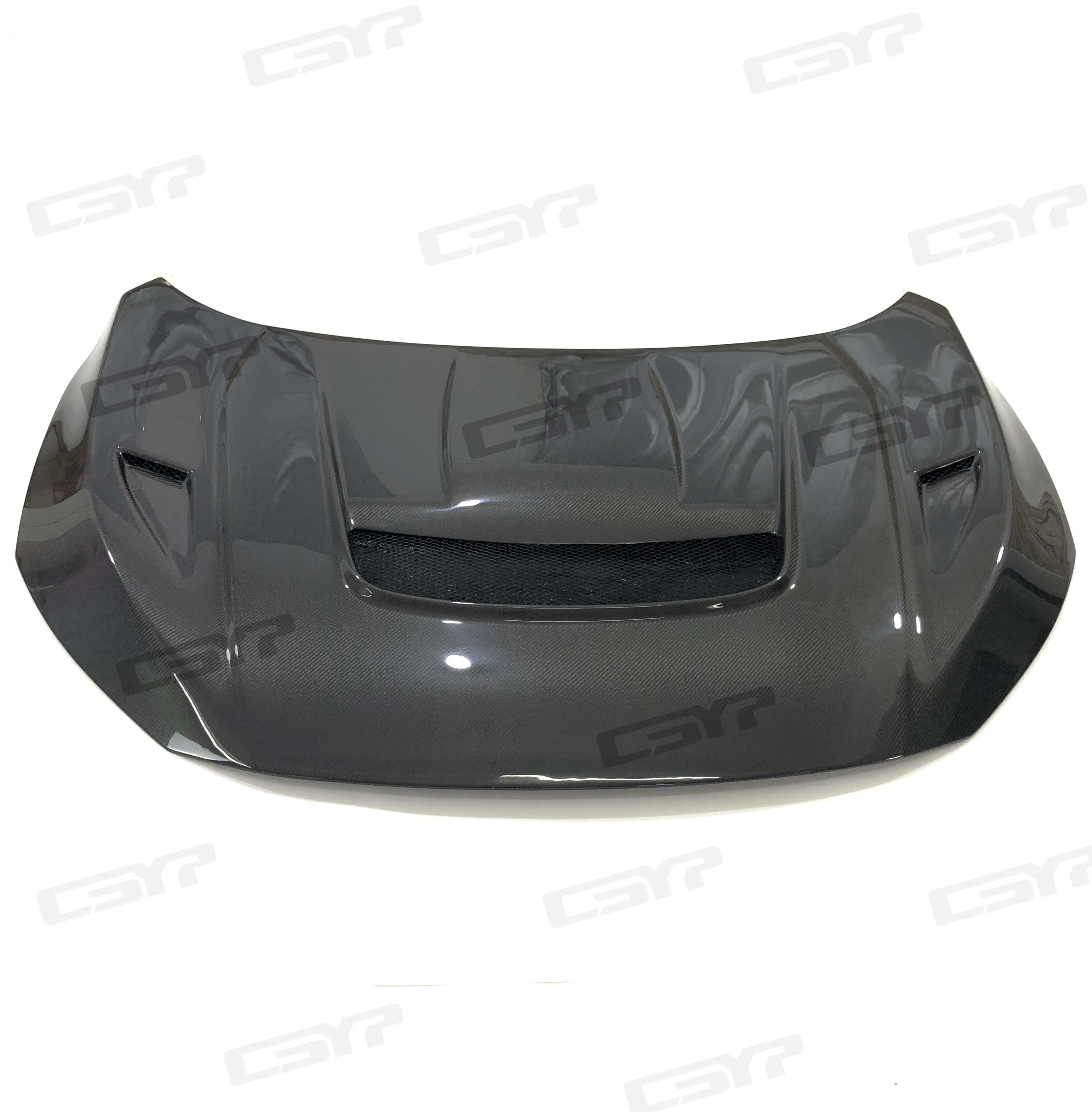 V Style Carbon Fiber Engine Hood Cover with Clips Black Bolt-On for FK7 FK8 for 10th Gen 2016-2020