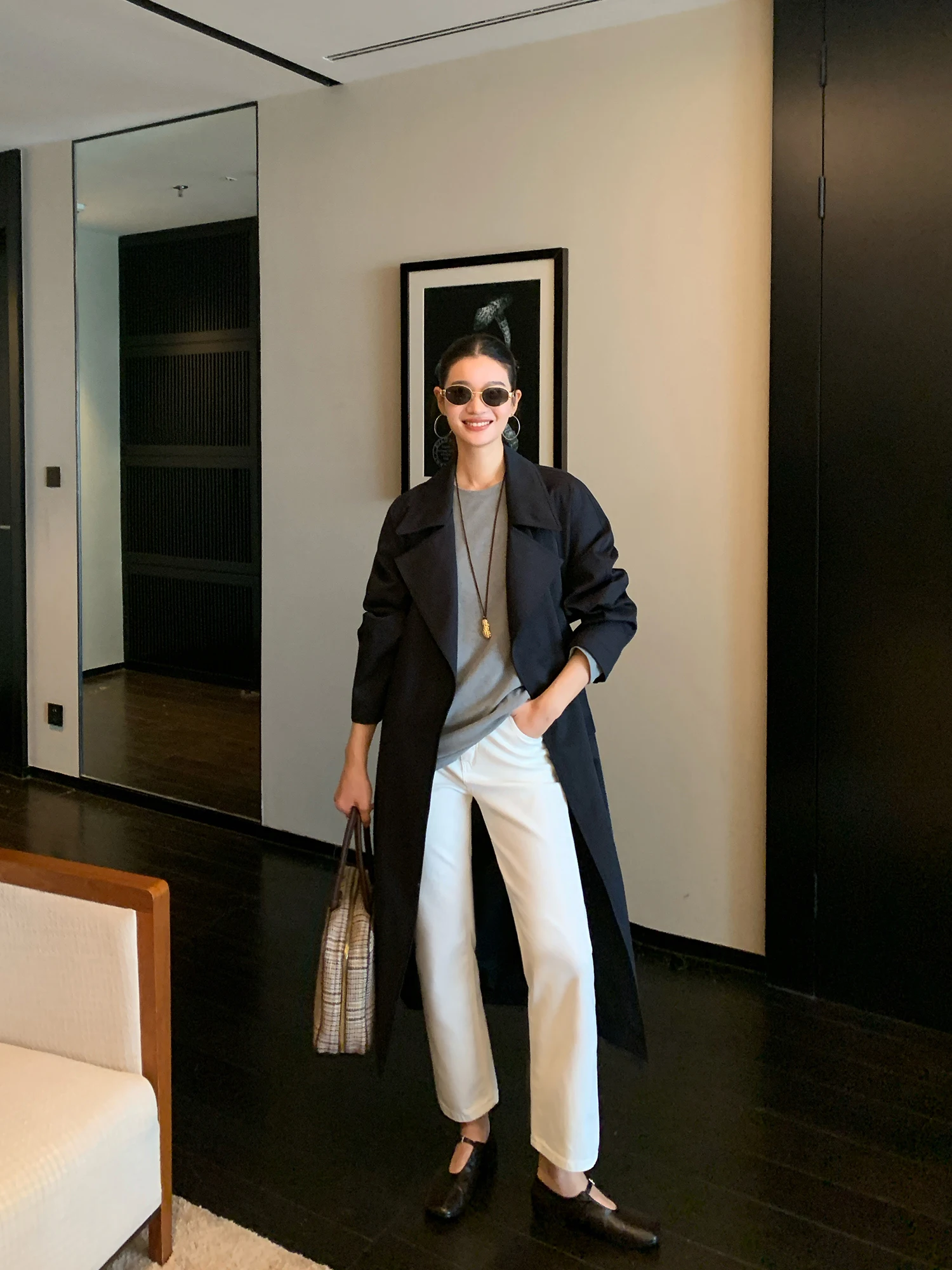 Pusumede High Waist White Jeans Women's Autumn Winter Loose Straight Leg Nine Tube Pants Versatile High Waist Cotton Stretch ...