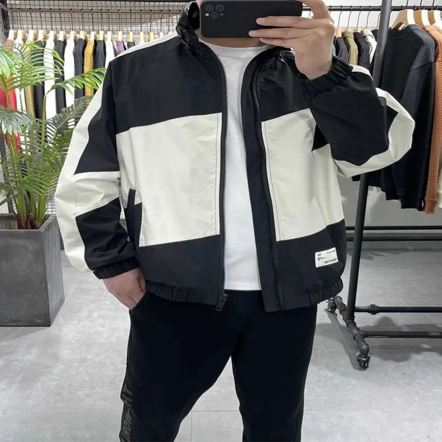 

Осень 2023, мужское повседневное пальто Faion Jaet Youth Sle в стиле пэчворк, цветное пальто с воротником-стойкой, длинная верхняя одежда из полиэстера све