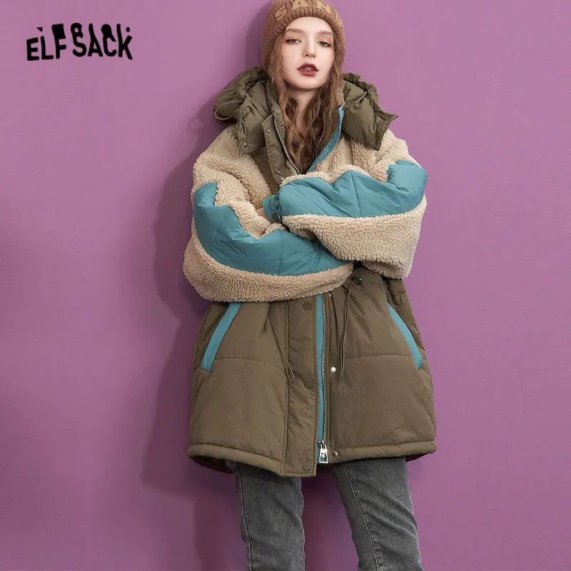 ELFSACK-Combinaison décontractée surdimensionnée en coton épais pour femme, vêtements d\'hiver, 2023