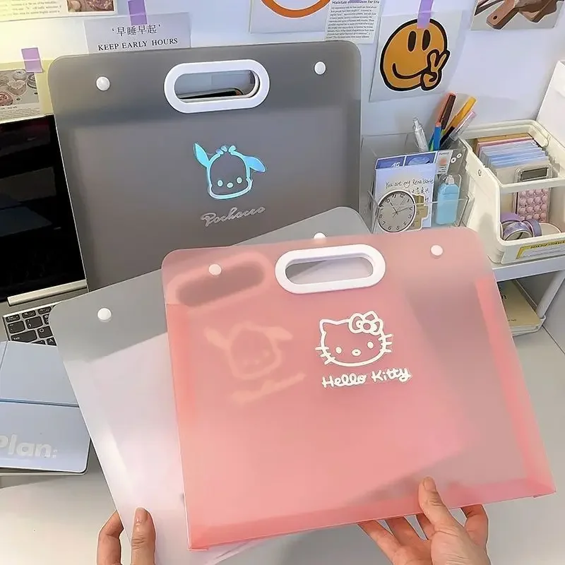 Hello Kitty Śliczny przenośny folder Cartoon Prosty akordeon dla studentów Tylko egzamin Przechowywanie papieru Wodoodporna trwała torba na dokumenty