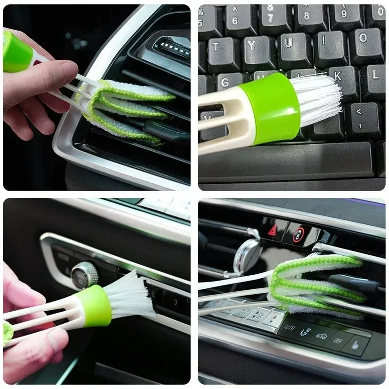 Car Wash Double Head Brushes Air Vent Cleaning Conditioner Grille Duster Wipe Auto Detailing Cleaner Car Interior Cleaning Tools image 6