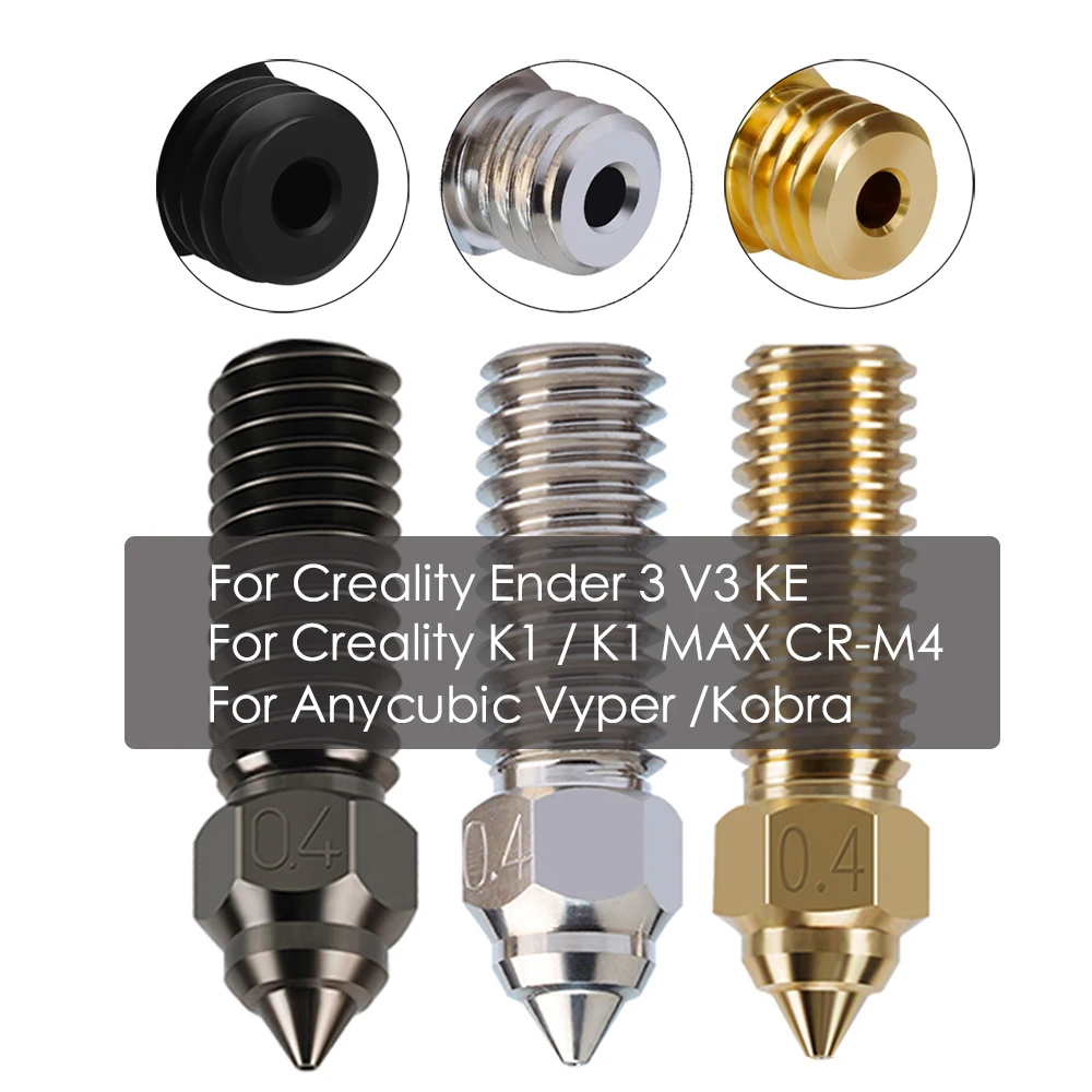 Nozzles For Creality Ender 3 V3 KE K1 / K1 MAX CR-M4 Nozzle High Quality Brass Plated Copper Hardened Steel 3D Printer Nozzles