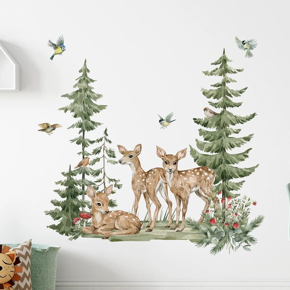 Cartoon Forest Animals Wall Stickers for Living room Bedroom Sofa Backdrop Wall Decor Waterproof pvc Wall Decals Room Decoration