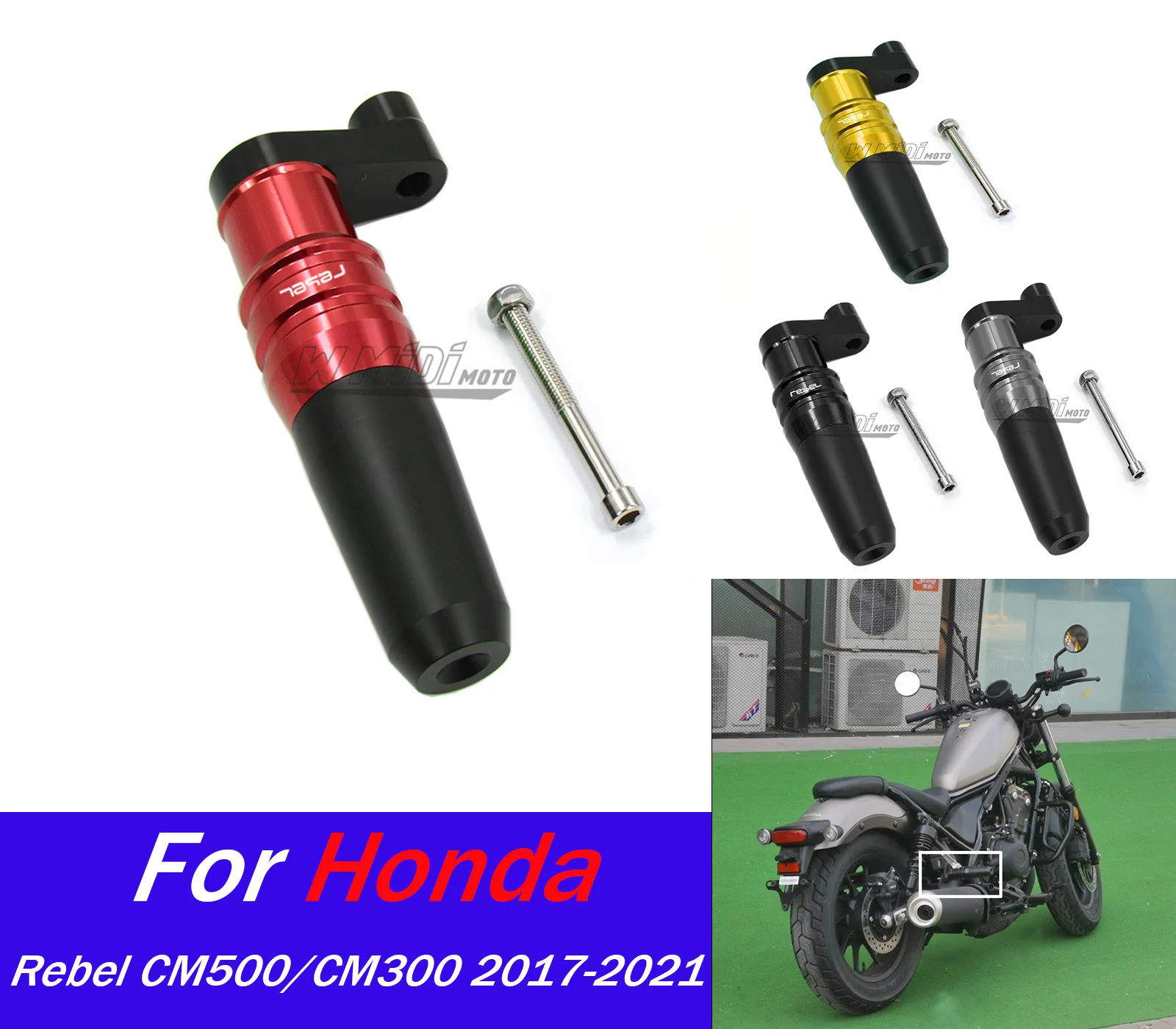 

For CMX300 CMX500 Crash Pads Exhaust Sliders Crash Protector For Honda Rebel CM CMX 300 500 2017-2024 Motorcycle CNC Accessories