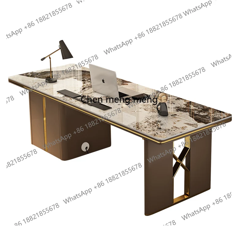 

Light luxury rock slab desk Home study Modern simple writing desk Computer desk Negotiation consultation table