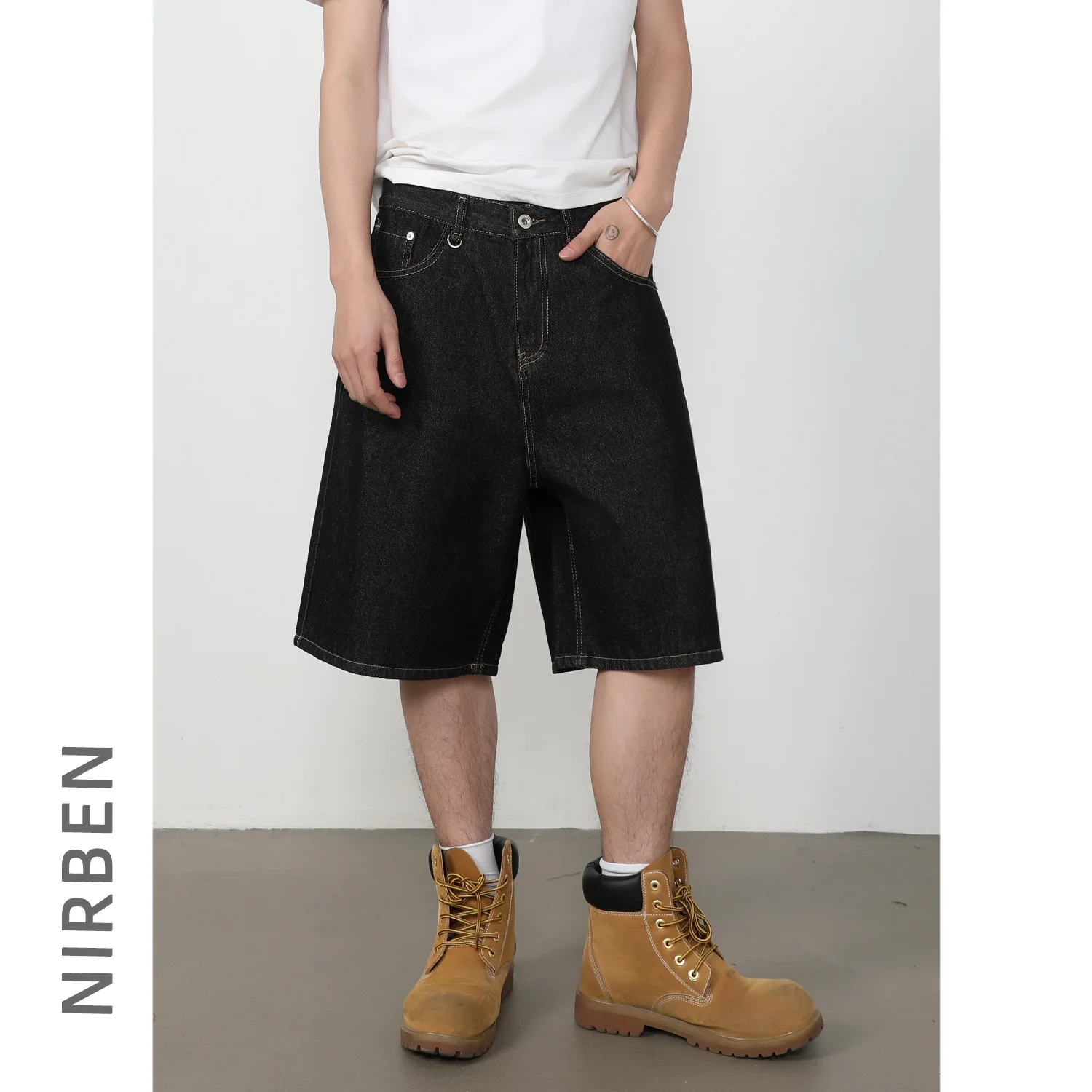 American Retro Original Cow Five-point Denim Shorts Men's Summer Loose Gallery Casual Shorts Tide