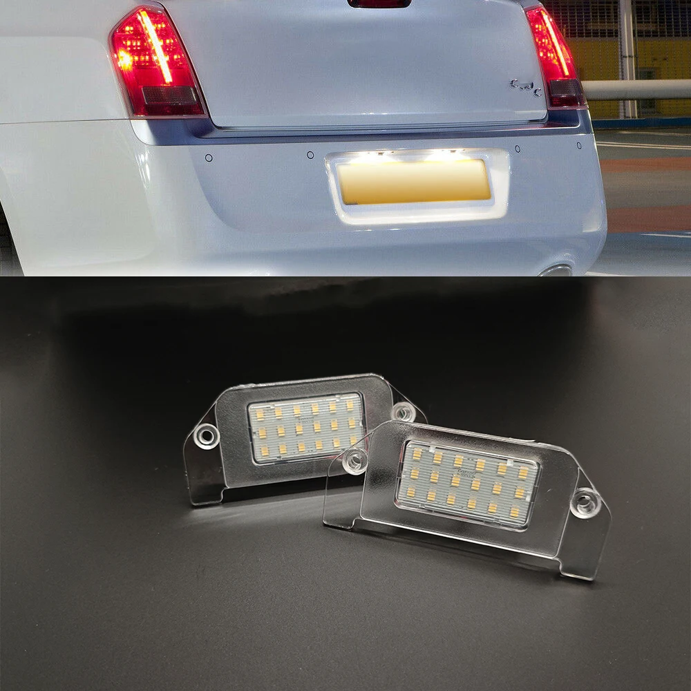 2PCs Pure White Full SMD LED license Plate Light Set LH+RH For 05-14 Chrysler 300 300C Chrysler Sebring 07-10 Car tail Lighting