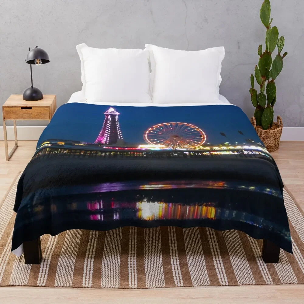 Blackpool Beach at Night Throw Blanket Bed Fashionable heavy to sleep Blankets