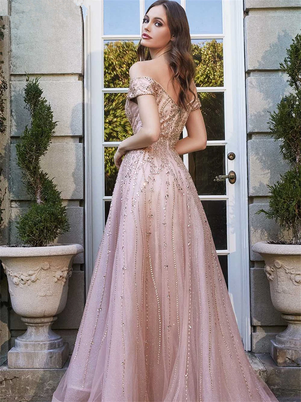 New Diamond Evening Dress 2024 Elegant Strapless Beaded Maxi Dresses Luxury Floor Length Gown Vestidos De Novia