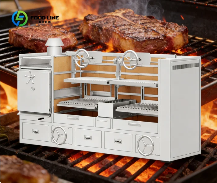 Multifunctional Stainless Steel Garden Charcoal Barbecue Grill Smoking Style