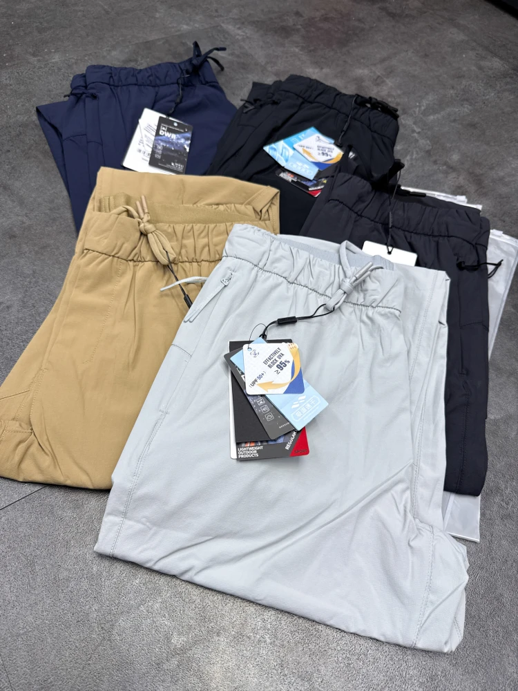 

Ultra-Light Breathable Men's Casual Pants Spring Summer Thin Straight Leg Zipper mid Waist Long Trousers Qui Dry Waterproof