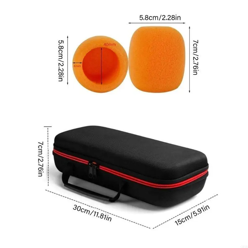 G8TA EVA Protective Box Microphone Storage Bag for Wireless Handheld Mic with Pocket Included Sponge Cover Nonslip Rings