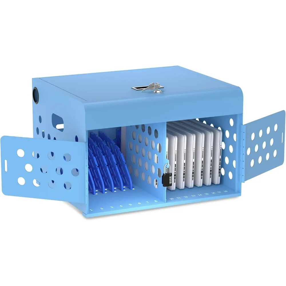 

16-Device Charging Station for Laptops & Tablets, Wall-Mount Metal Charging Cabinet for Chromebooks, iPads – Lockable Charging C