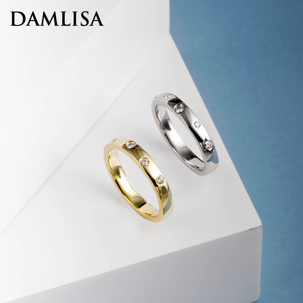 DAMLISA D 컬러 모이사나이트 약혼 밴드 반지 여성용, 18K 금도금 통과, 다이아몬드 테스트 결혼 반지, 고급 주얼리 도매