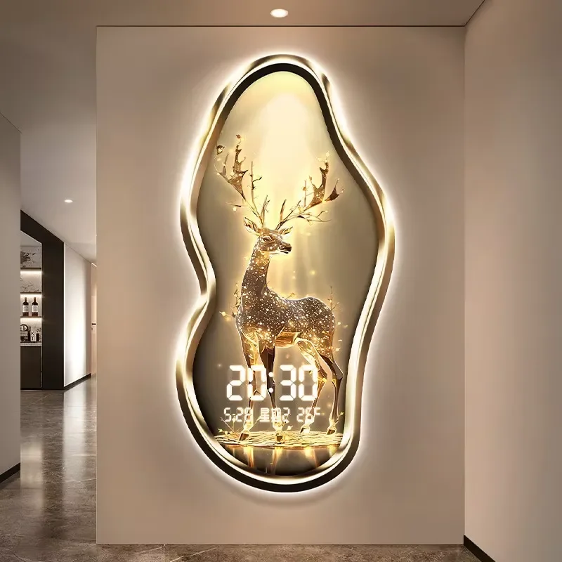 for Entrance Perpetual Calendar Wall Clock Intelligent Living Room Electronic Digital Clock Room Decoration Furniture