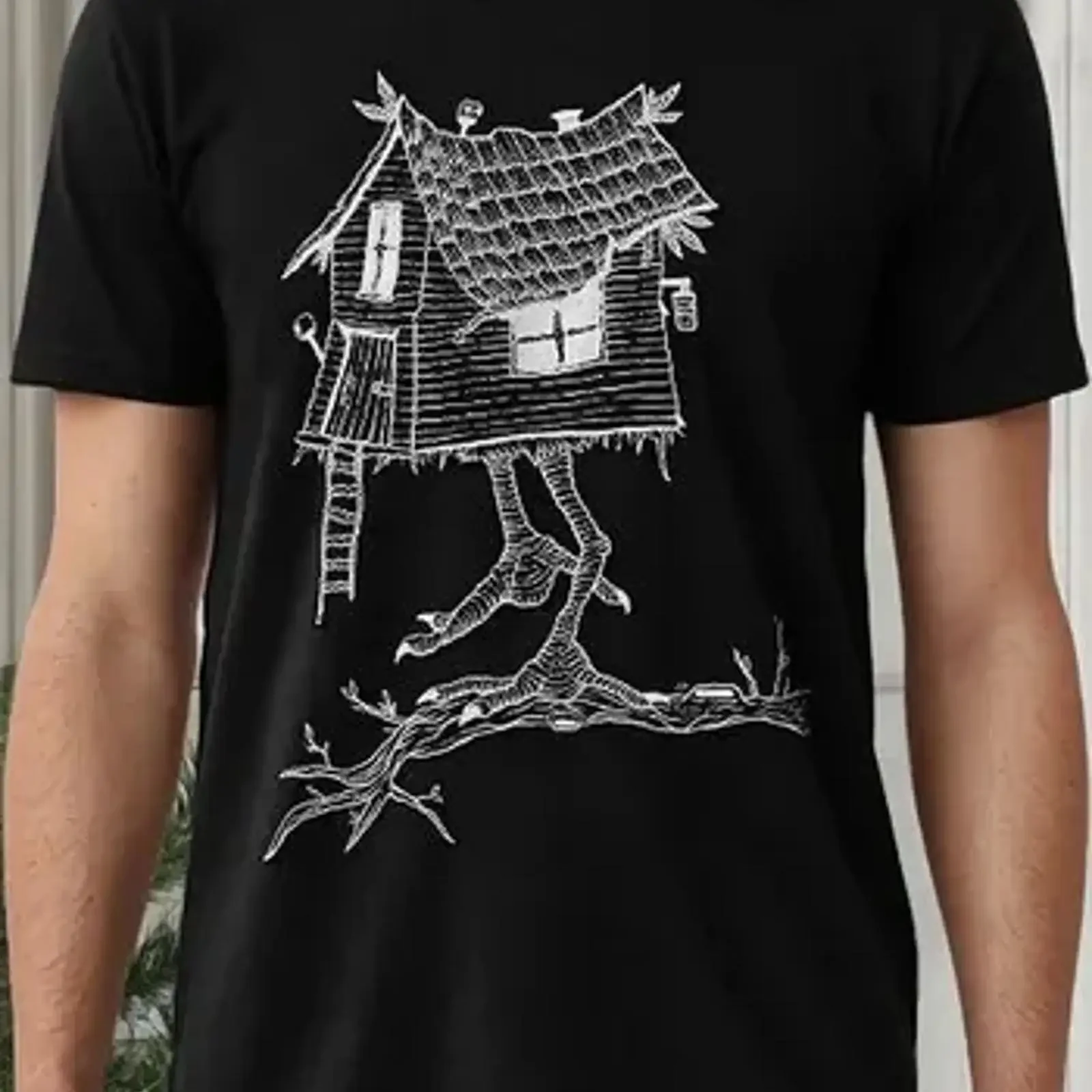 Camiseta Remera Baba Yaga House de Algodón Premium, Mismo Precio en Cuotas, Estilo Vintage Lavado, Casual para Hombre, Ligeramente Transpirable