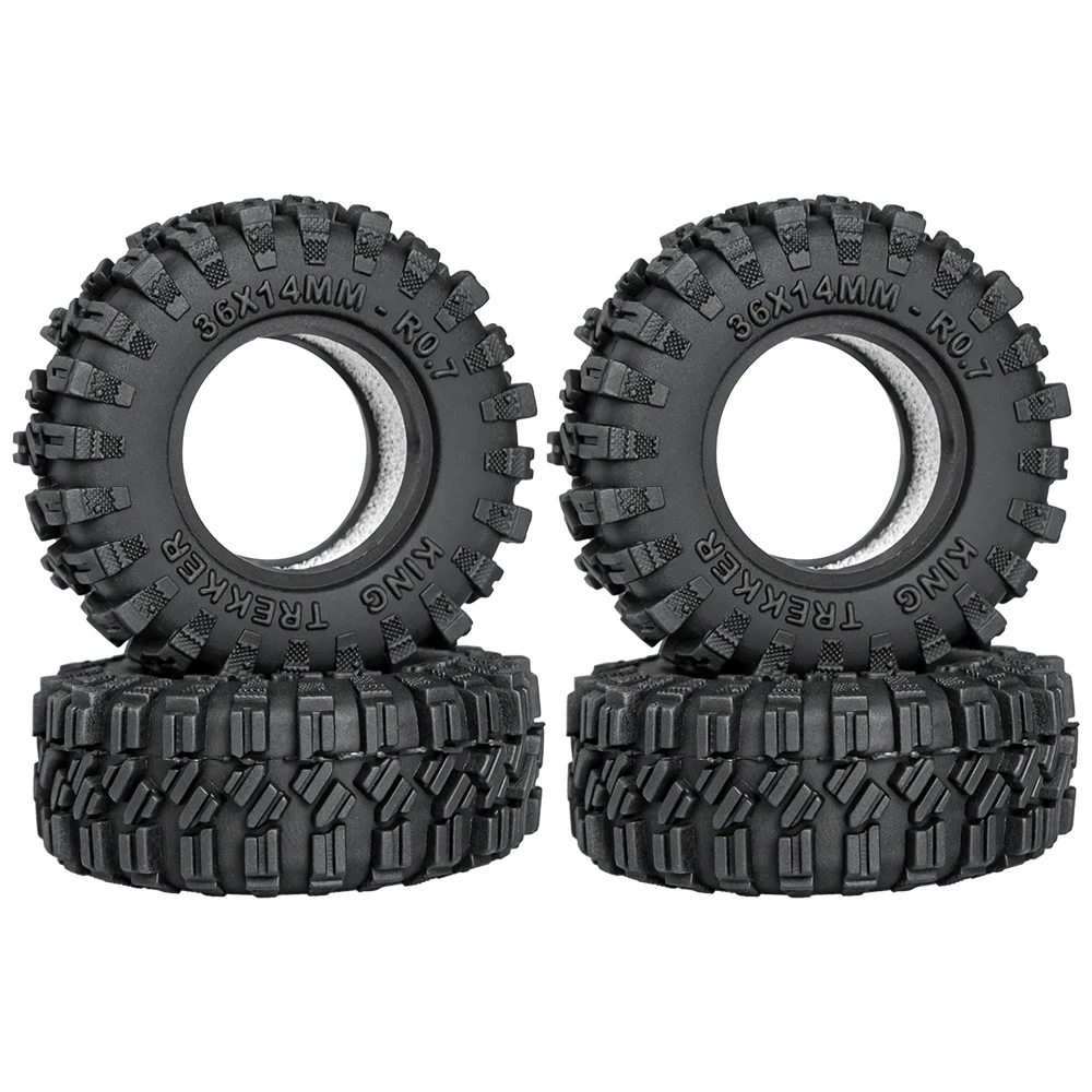 HFLRC 4PCS 1/30 Axial SCX30 0.7 inch Mini Rock Crawler Tires 36x14mm Soft Rubber Foam Insert Ford Bronco K10