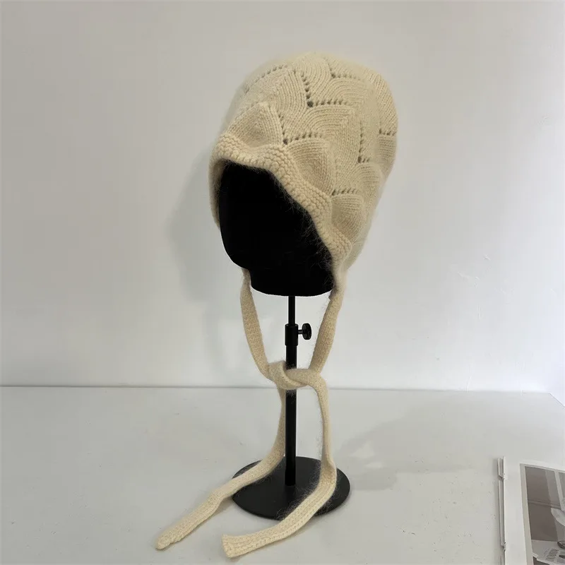 

Hat Earflap Women Winter Angora Knit Beanie Warm Accessory For Cold Weather Autumn Outdoor Skiing Sports Climb