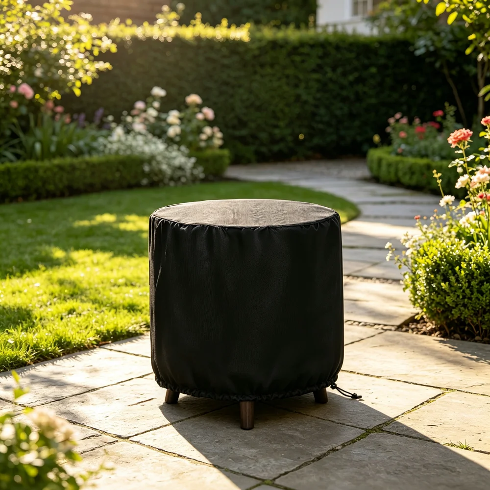 1 Piece of Black Patio Furniture Dust Cover, Suitable for Unused Patio Stools, Small Tables or Other Furniture, with Functions Such as Mosquito Protection and Dust Prevention