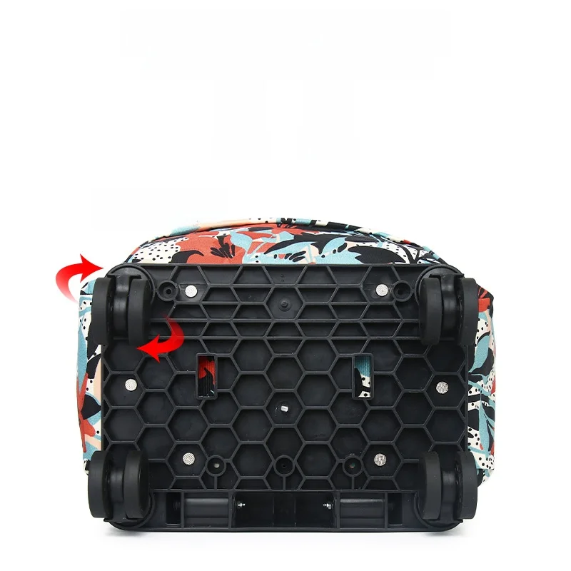 16-inch-universal-wheel-backpack-lightweight-portable-travel-bag-women's-style-oxford-cloth-luggage-with-print-design