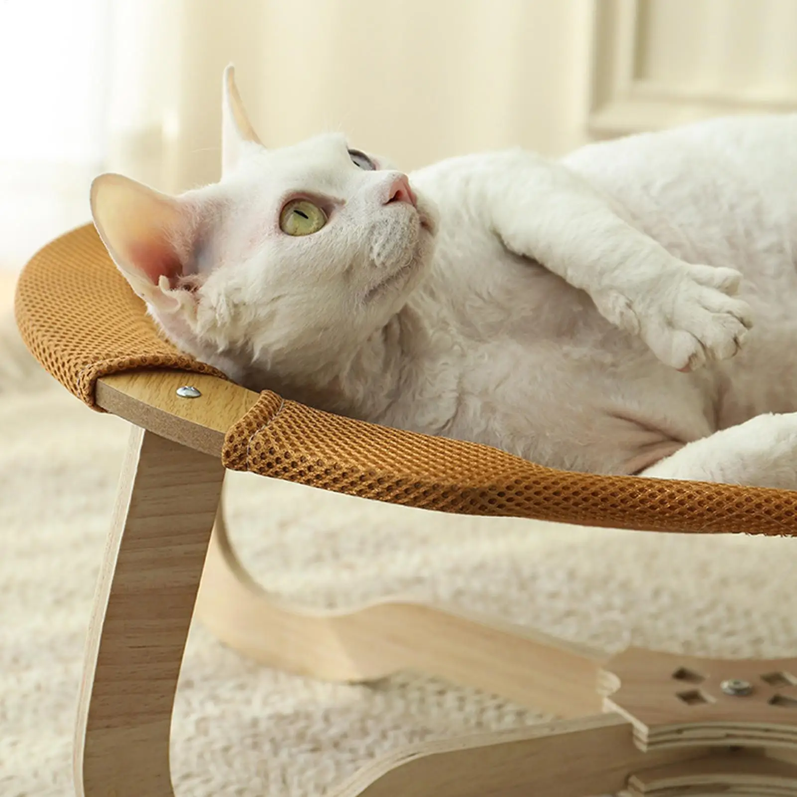 

Rattan Cooling Pet Bed Raised Rattan Cat Cooling Bed Kitten Bunny Sleeping Pad Breathable Hammock For Backyard Courtyard Small