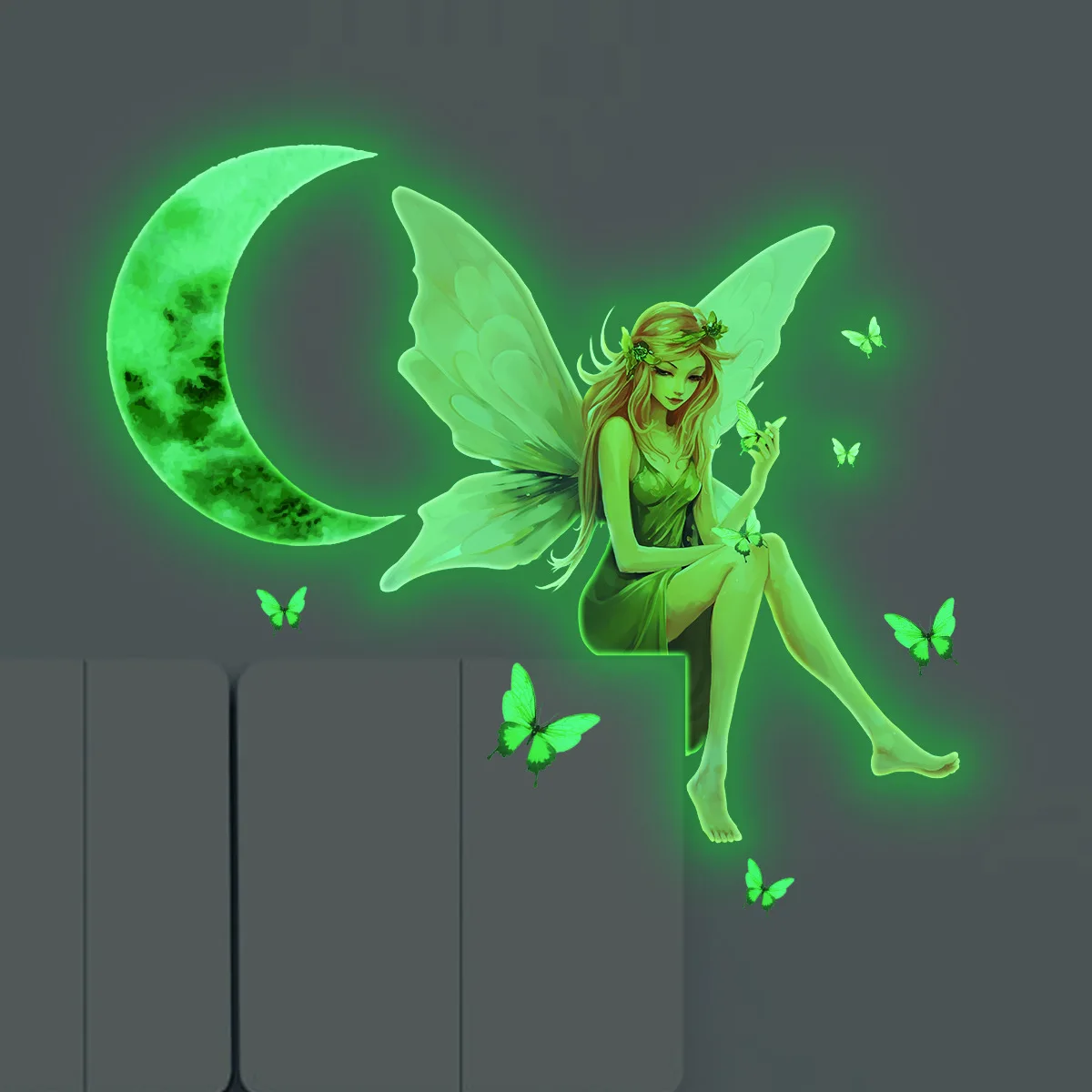 Fairy Elf Fairy Luminous Wall Stickers for Kids Rooms Girls Room Home Decor Glow In The Dark Fluorescent Light Switch Stickers