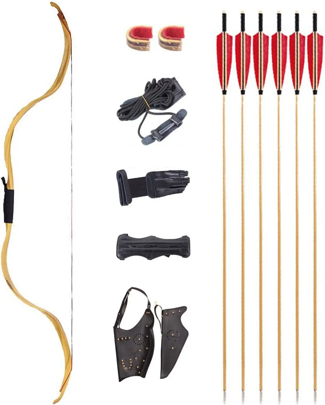 

Archery Traditional Recurve Bow and Arrows Set 20lbs Takedown Handmade Horse Bow Longbow for Target Shooting Hunting