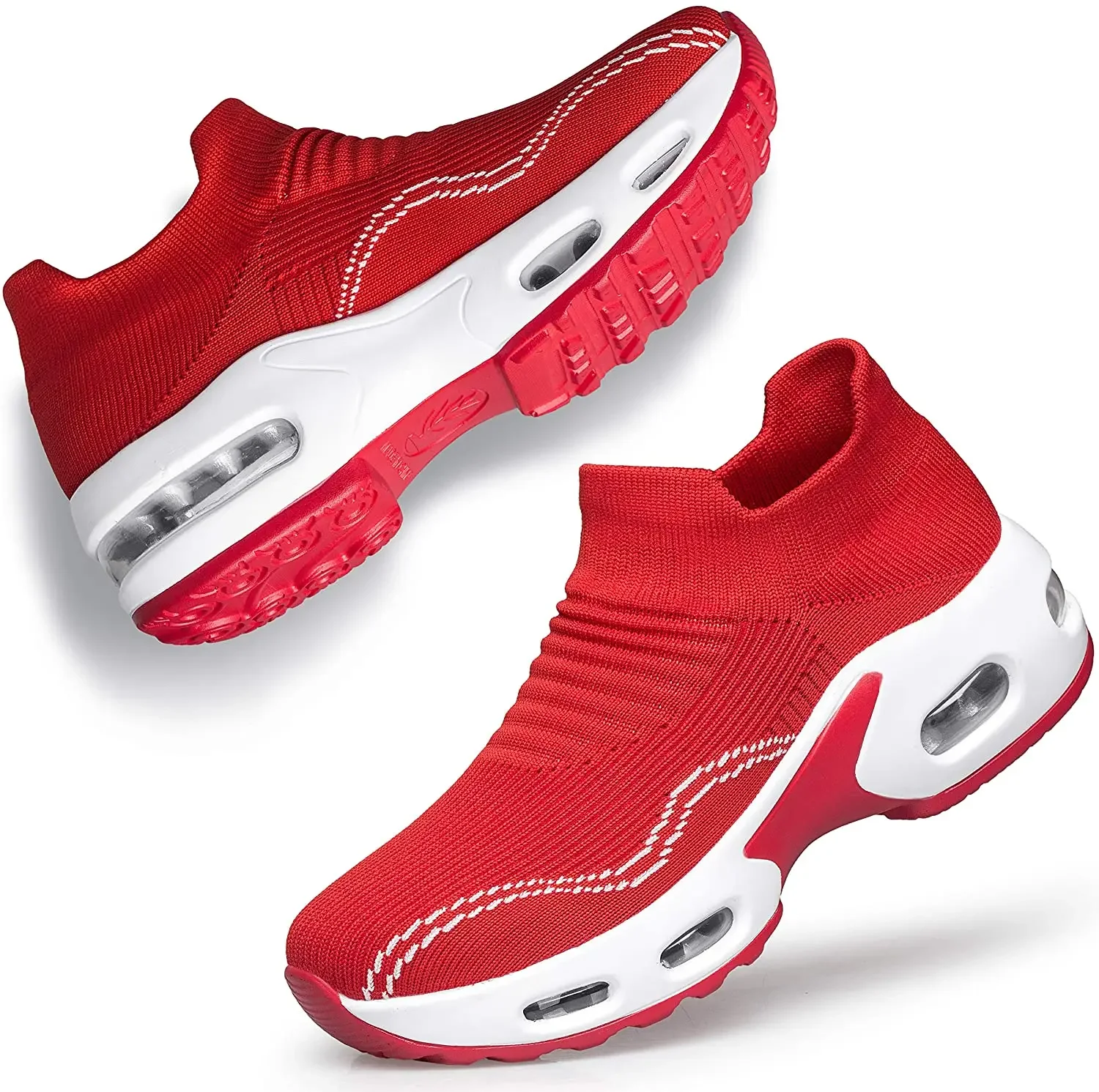 2020 Summer Womens Walking Shoes Slip on Sock Sneakers Lady Girls Nurse Mesh Air Cushion Platform Loafers Fashion Casual