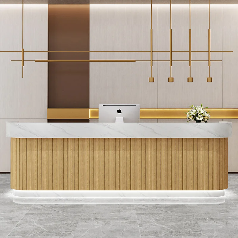 

Arc-shaped Service Checkout Counters Simple Modern Company Front Desk Checkout Counter Company Beauty Salon Furniture JT40C