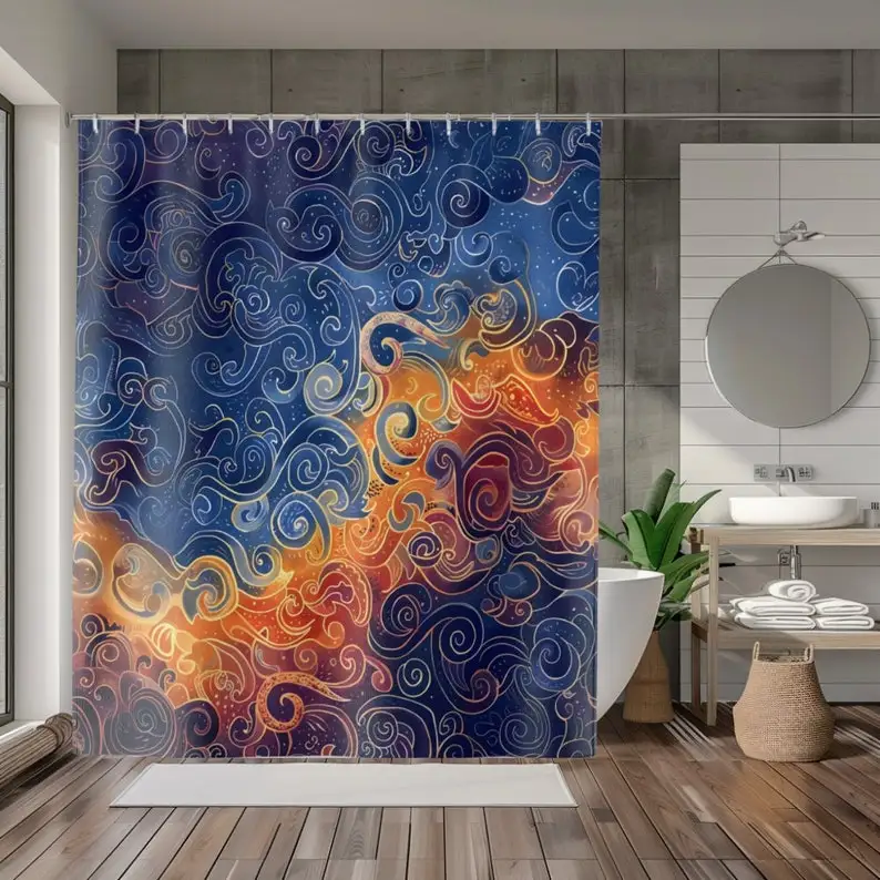 Cortina de ducha Gaiam Dream: diseño de bienestar de yoga, decoración espiritual