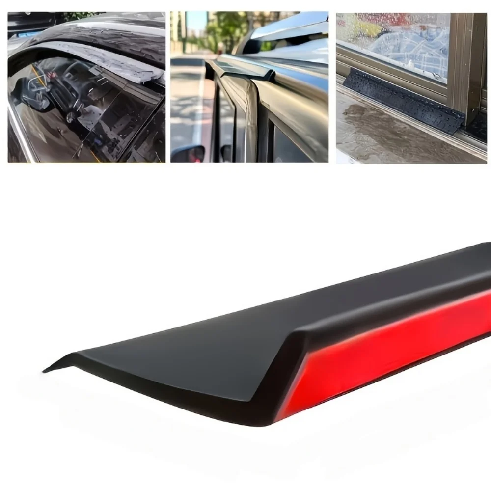 1PC Car Rain Shield Window Waterproof Barrier Backflow Design for Rainwater Ingress Prevention, Black Rain Drain Board