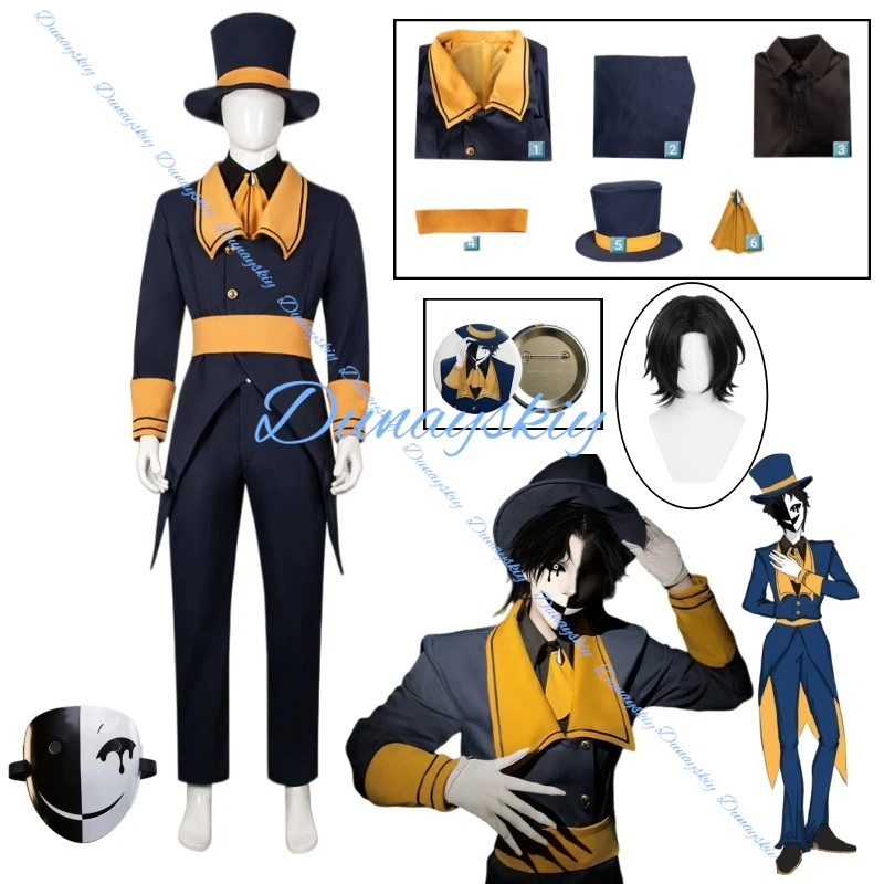 Ticket Taker Cosplay The Freak Circus Costumes Wig Hat Mask Prop Circus Admission Passe Joker Prop Halloween Carnival Costume