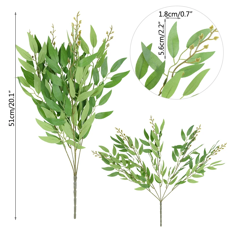 Artificial Willow Bouquet Silk Fake Leaves Faux Foliage Jungle Wedding Backdrop Decor Faux Foliage Vine Party Home Decor Plant
