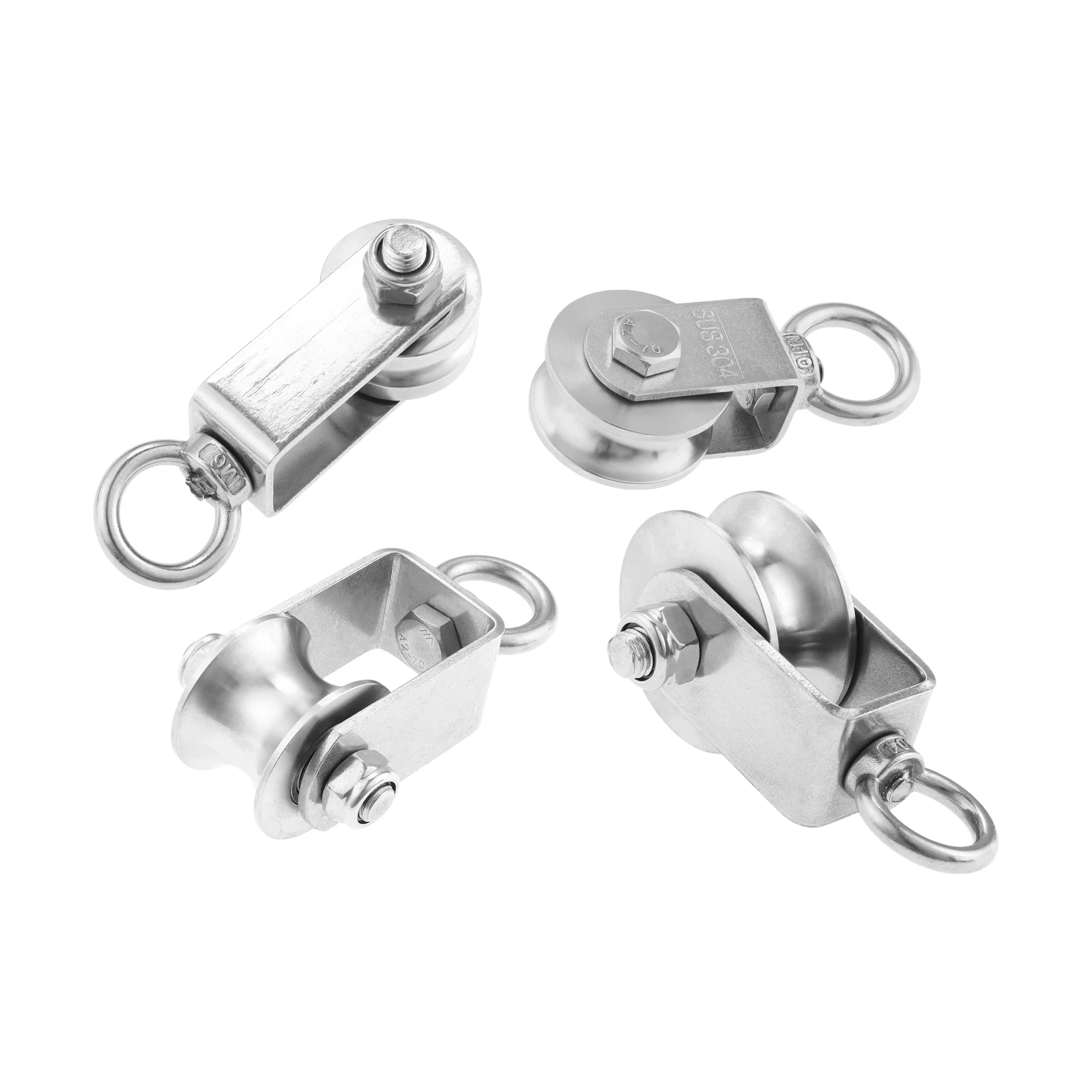 1 Pack Cable Pulley Wheel 304 Stainless Steel Swivel Pulley for Cable U Groove with Ball Bearing Detachable 360 Degree Rotation