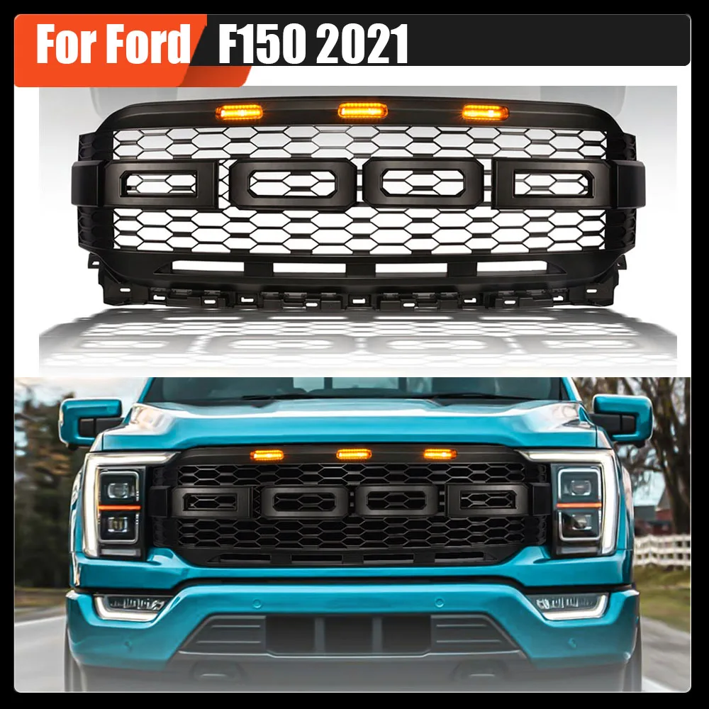 

4x4 Car ABS Grill Mesh Raptor Grills Pickup Racing Grille Front Grill Bumper Grilles Cover Truck Parts For Ford F150 2021