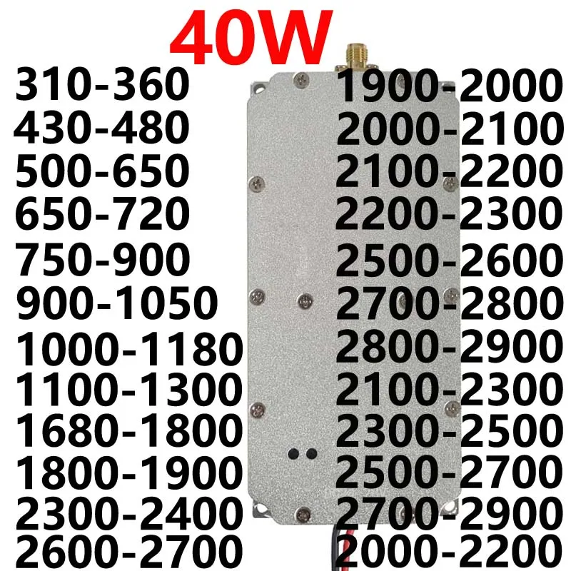 

Модуль 40 Вт с изолятором 300-400 МГц400-500 МГц500-700 МГц600-800 МГц700-850 МГц800-1100 МГц1000-1300 МГц13000-1450 МГц1450-1650 МГц2.4Г