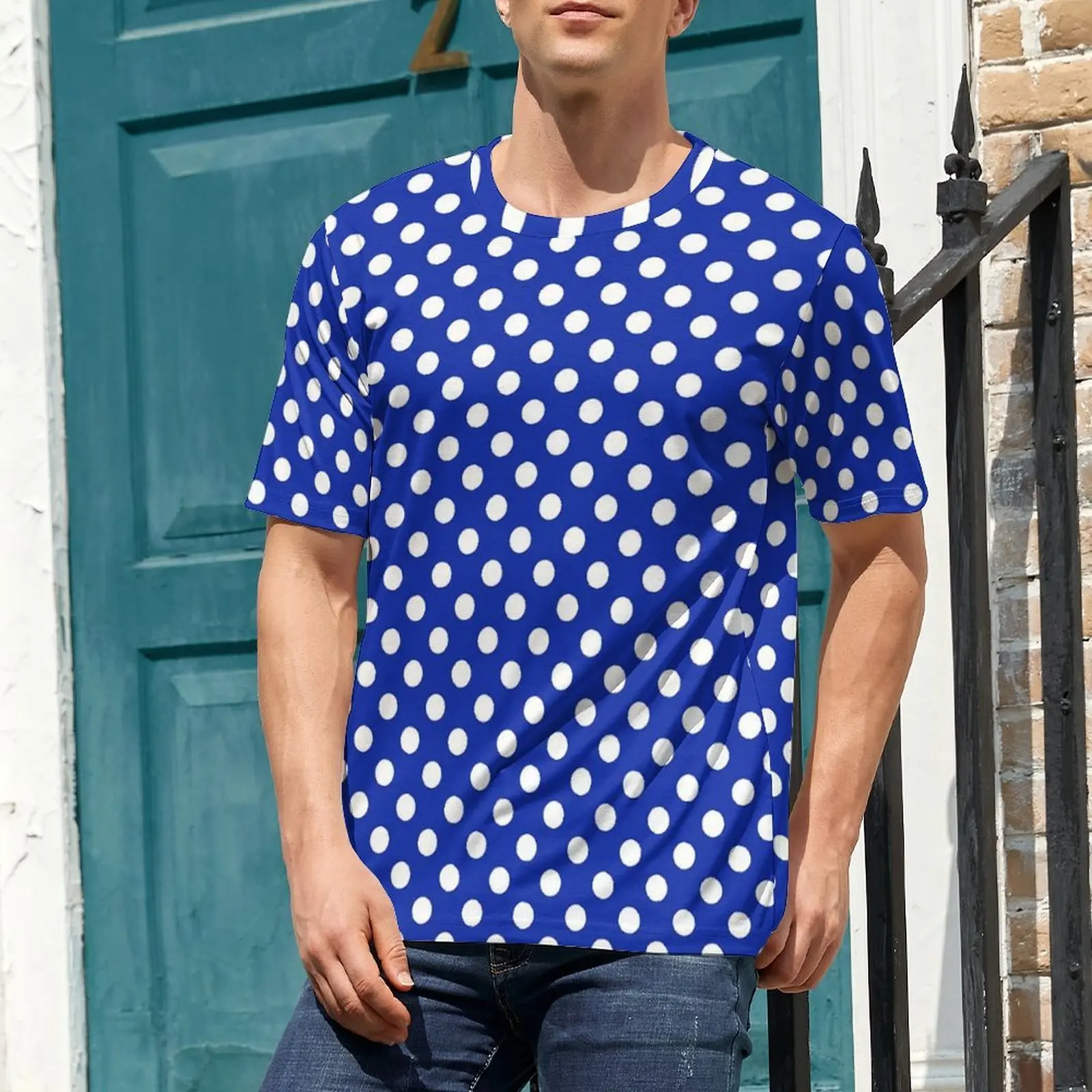 Blue Polka Dot T-Shirt Classic Print Hip Hop T-Shirts Short Sleeve Graphic Tshirt Dropshipping Summer Casual Oversize Top Tees