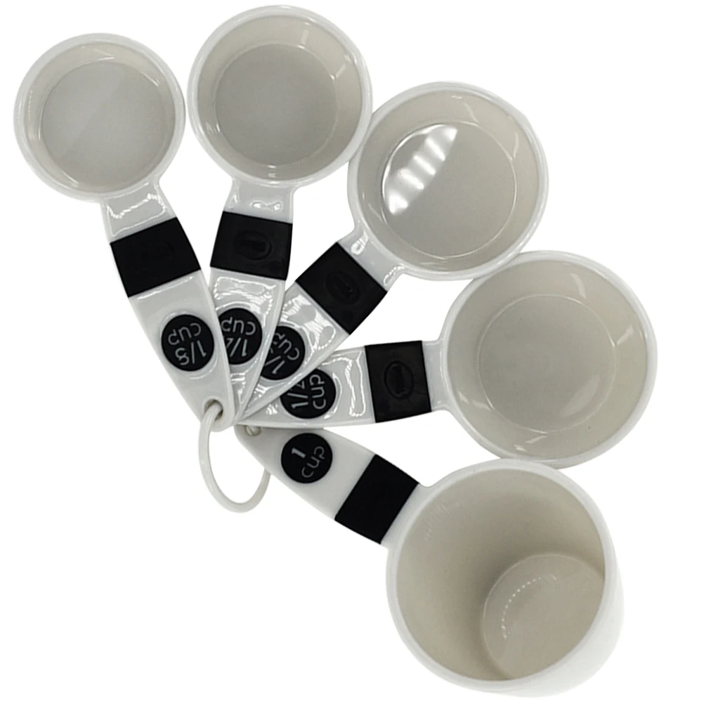 

5pcs Measuring Cups Set Baking Tools Reusable Plastic Measure Containers With Scale Design Easy-Grip Handle For Cooking Coffee