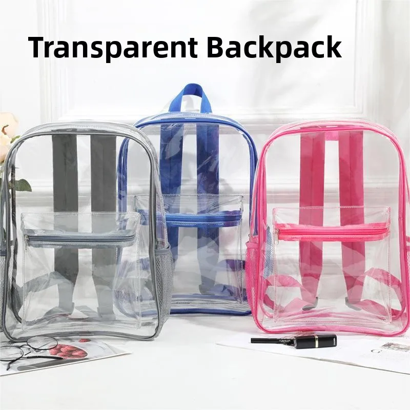 

Large Capaci PVC Storage Bag ex Transparent Double oulder Bag Waterproof Bag for Students Book Bag Cosmetic Bag