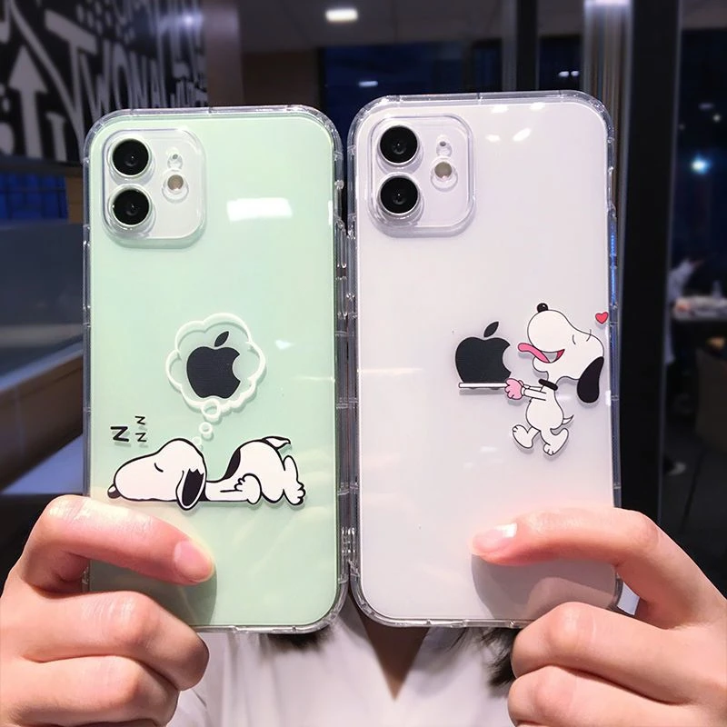 Snoopy Cute Cartoon Transparent Phone Case For iPhone 15 14 13 12 11 Pro Max Xr Xs Max 14 Plus 8 Plus Case Cute Soft Cover Y2k