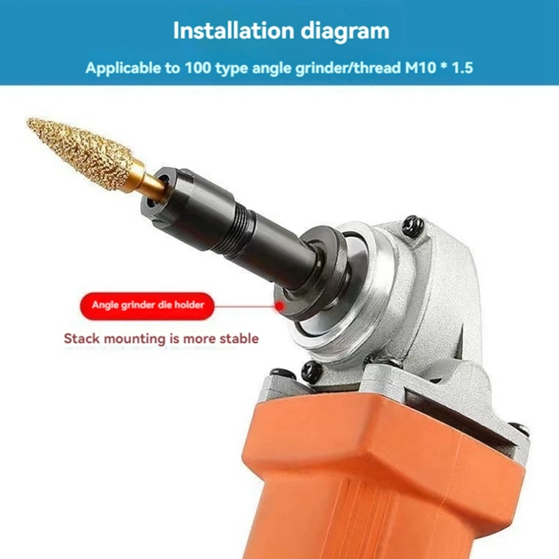 アングルグラインダーアダプター、100タイプアングルグラインダー用ストレートチャック、m10スレッドグラインダーカッター、3mm、6mm