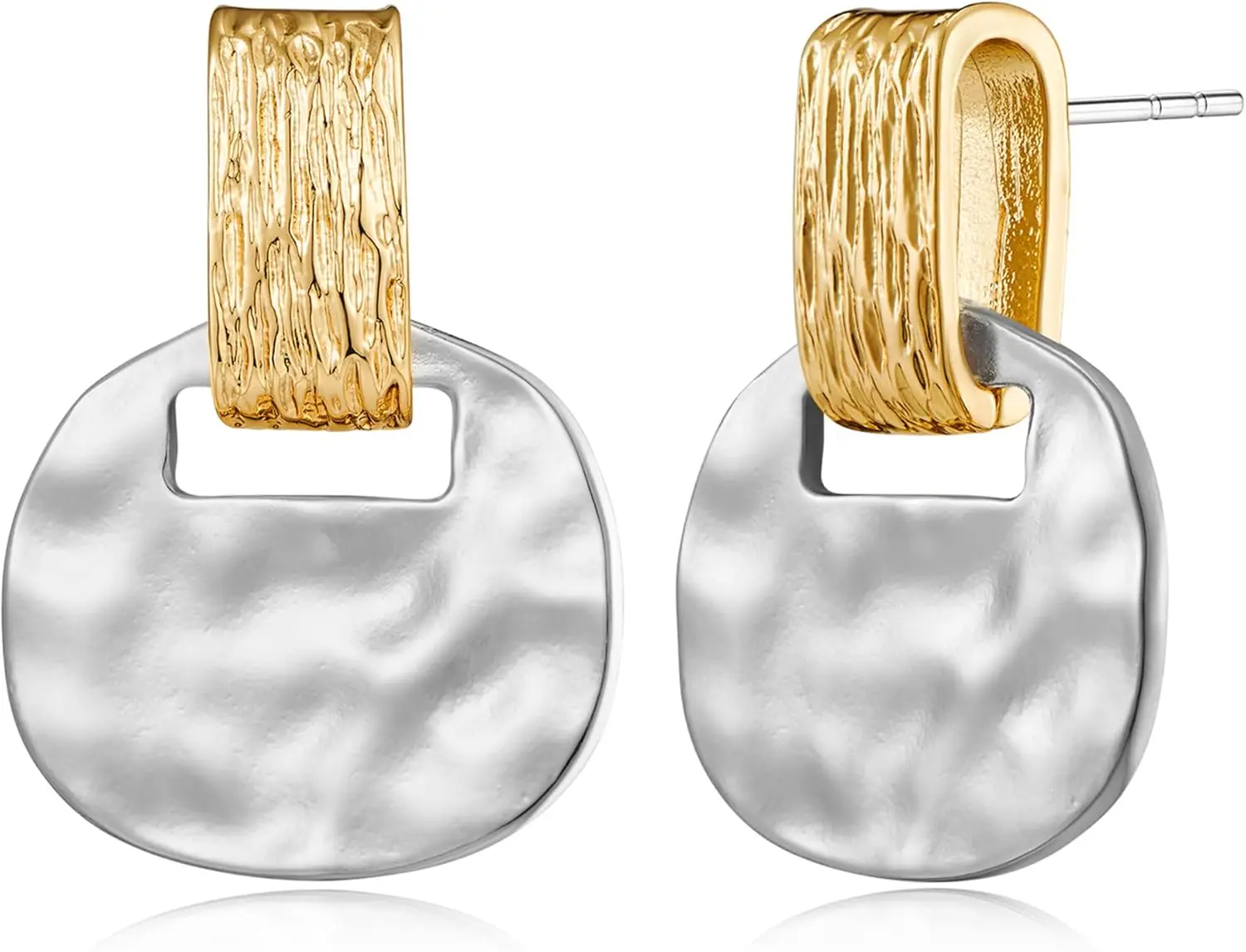 

Gold and Silver Boho Hammered Dangling Earrings for Women Modern Statement Finish Dangle Drop Earrings Jewelry