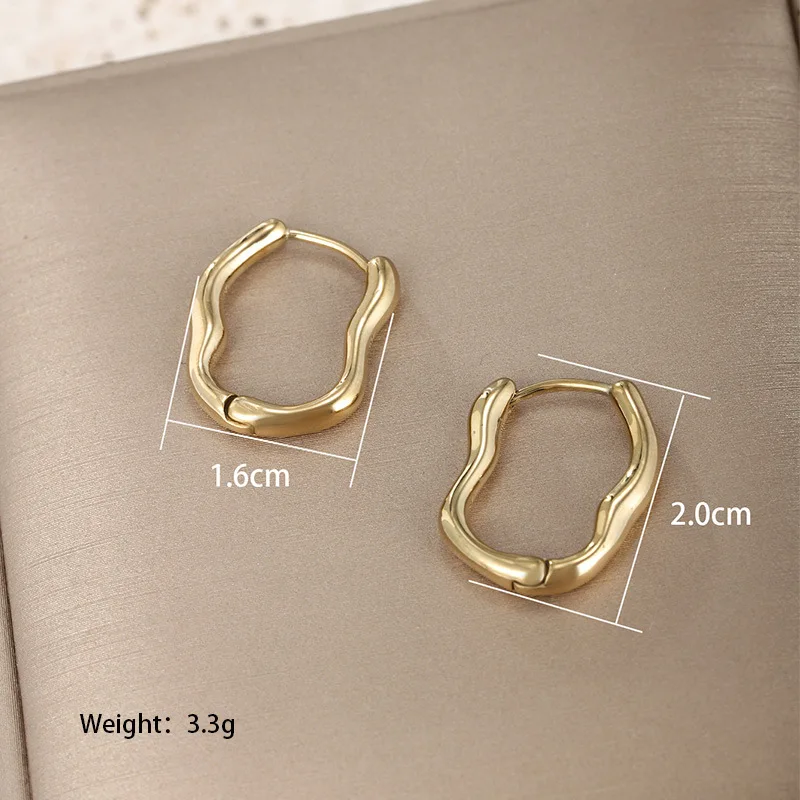 Vintage Irregular Wavy Hoop Earrings For Women New Trendy Geometry Round Circled Earring Minimalist Stainless Steel Jewelry Gift