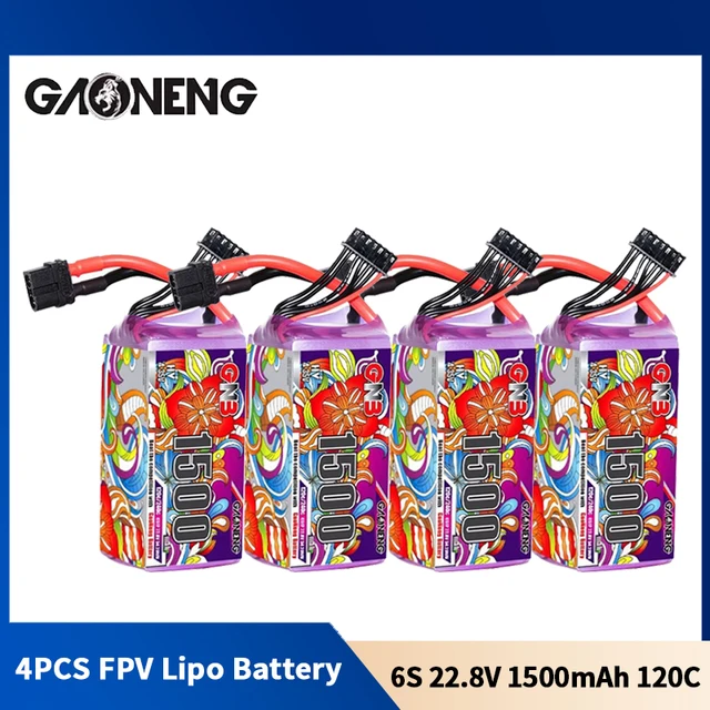 4 szt. GNB 6S 22.8V 1500mAh 120C/240C Bateria Lipo z wtyczką XT60 do helikoptera RC, quadcoptera, drona wyścigowego FPV, samolotu