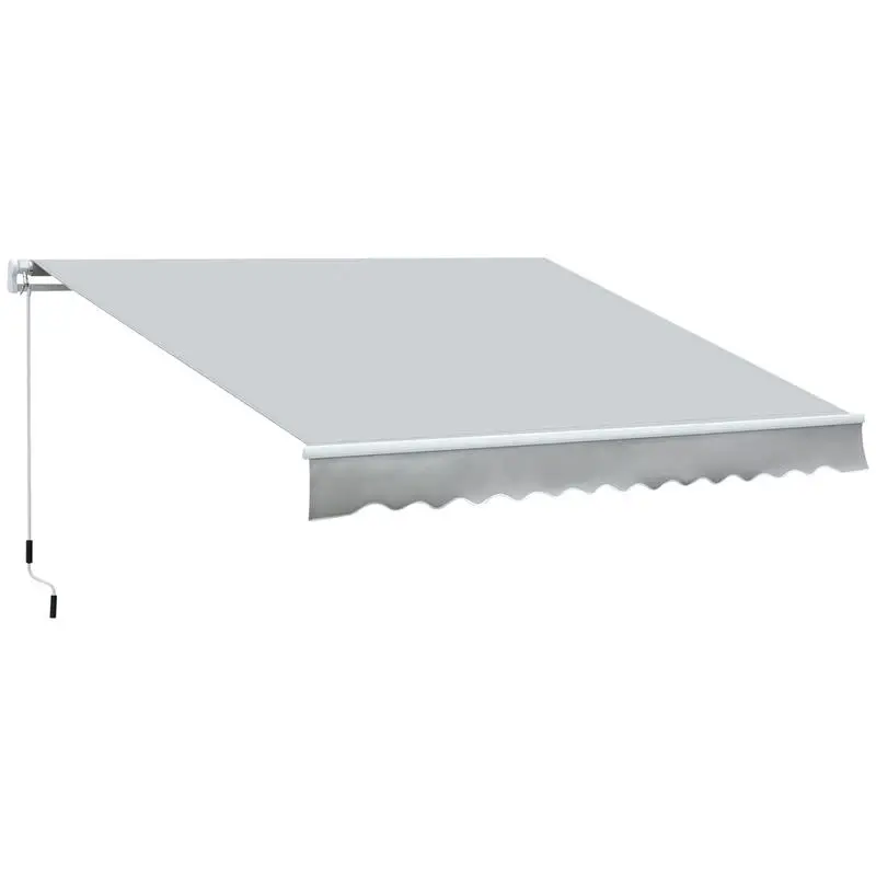 

Outsunny 12' x 8' Retractable Awning Patio Awnings Sun Shade Shelter with Manual Crank Handle, 280g/m² UV & Water-Resistant Fabric and Aluminum Frame for Deck, Balcony, Yard, Light gray
